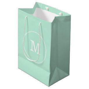 Sacola Para Presentes Média Monograma Branco Modelo Branco Elegante Moderno