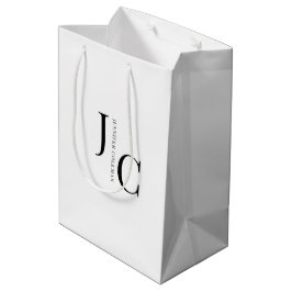 Sacola Para Presentes Média Monograma Branco Profissional Minimalista Moderno