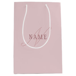 Sacola Para Presentes Média Monograma com Aparência Elegante | Dourado Rosa