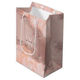 Sacola Para Presentes Média Monograma da Glitter do Gito do Agite Rosa com Lâm
