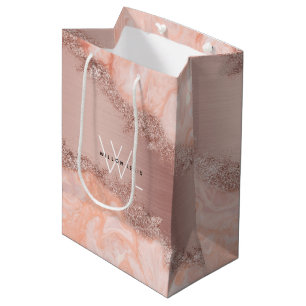 Sacola Para Presentes Média Monograma da Glitter do Gito do Agite Rosa com Lâm