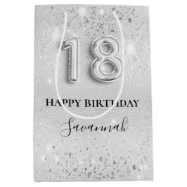 Sacola Para Presentes Média Monograma de 18 anos de prata