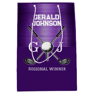 Sacola Para Presentes Média Monograma Elegante de Golfe Personalizado Minimali