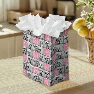 Sacola Para Presentes Média Monograma Personalizado de Colagem de Fotos do Ins