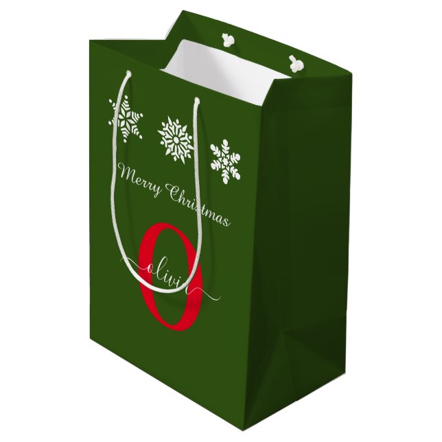 Sacola Para Presentes Média Monogramas Roteiro Feliz Natal Vermelho Verde (Verso inclinado)