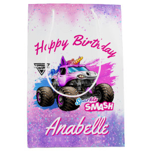 Sacola Para Presentes Média Monster Jam - Sparkle Smash Aniversário