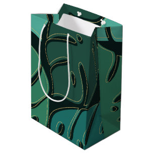 Sacola Para Presentes Média Monstera verde deixa design