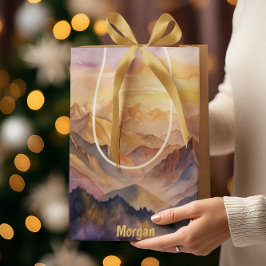 Sacola Para Presentes Média Montanha Personalizada de Cores d'Água