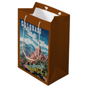 Sacola Para Presentes Média Montanhas Vintage Colorado