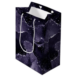 Sacola Para Presentes Média Moody Agate   Midnight Indigo Profundo Glam