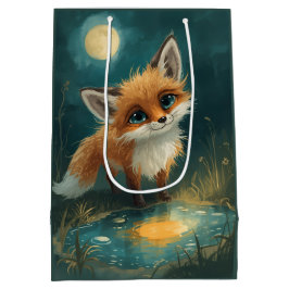 Sacola Para Presentes Média Moonlit Fox, Night Forest 