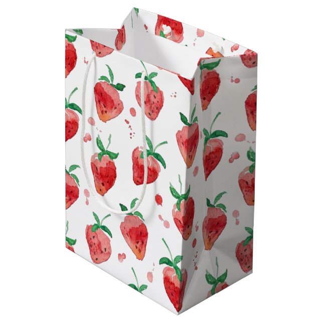 Sacola Para Presentes Média Morango (Verso inclinado)