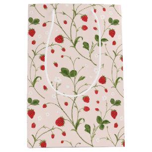 Sacola Para Presentes Média Morangos Selvagens (Linen) - Papel Tecido