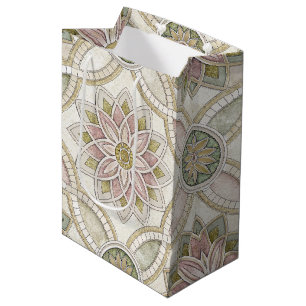 Sacola Para Presentes Média Mosaico Floral Opalescente Pastel - Mandala