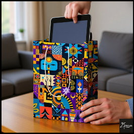 Sacola Para Presentes Média Mosaico Geométrico de Colcha de Arte Popular Abstr