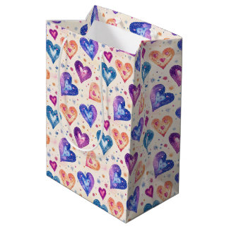 Sacola Para Presentes Média motif coeurs