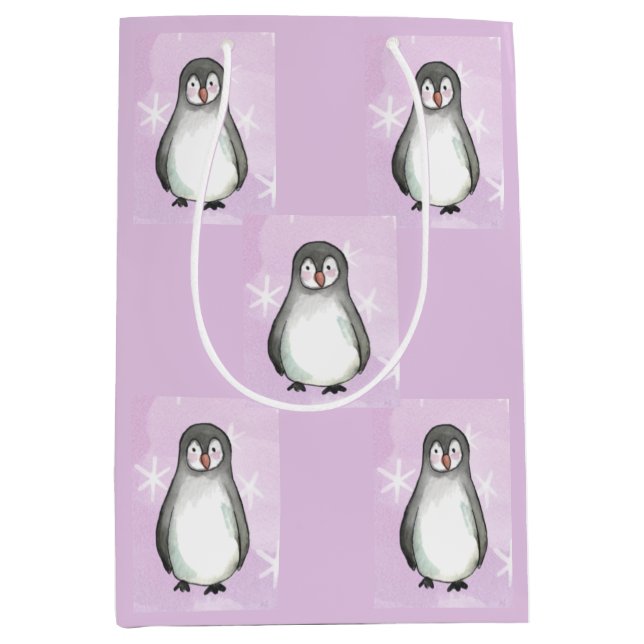 Sacola Para Presentes Média Motif pinguim (Frente)