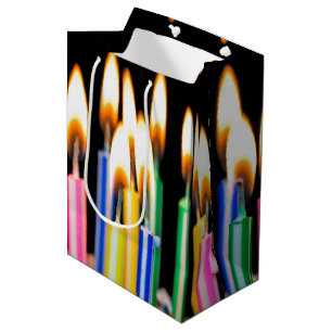 Sacola Para Presentes Média Muitas Velas De Aniversário Em Preto