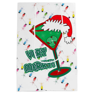 Sacola Para Presentes Média Muito Feliz! Papel de moldagem de Martini Natal