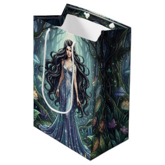 Sacola Para Presentes Média Mulher majestosa com vestido prateado