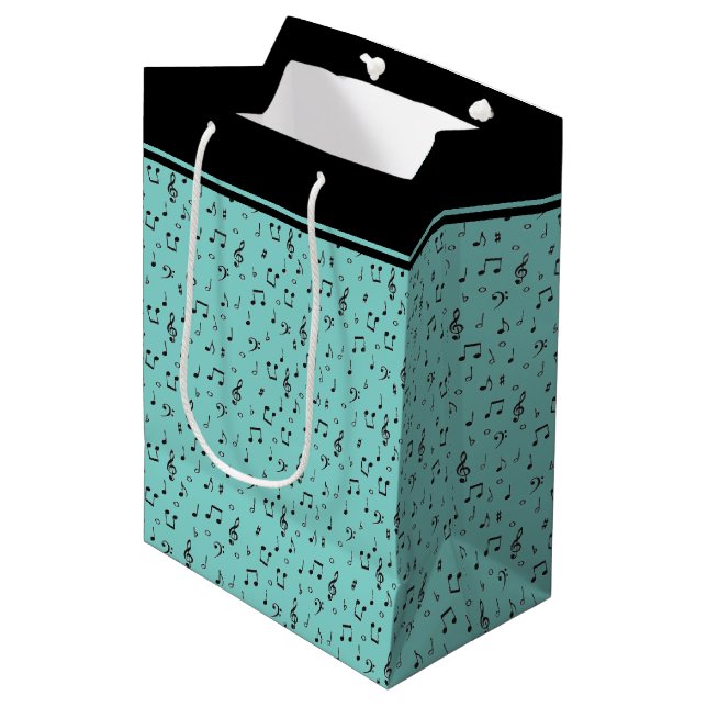 Sacola Para Presentes Média Musical Preto (Frente inclinada)