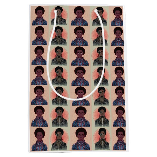 Sacola Para Presentes Média MutedColor Afrofuturist Kings (Frente)