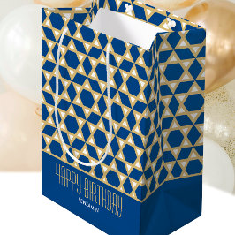 Sacola Para Presentes Média Na moda Happy Birthday - Marinho de padrões estela