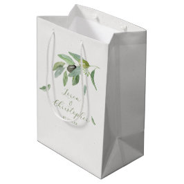 Sacola Para Presentes Média Na moda Toscânia Coloração aquática Branch de Folh