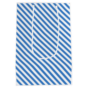 Sacola Para Presentes Média Na moda Trendy Modelo Modern Blue Stripes