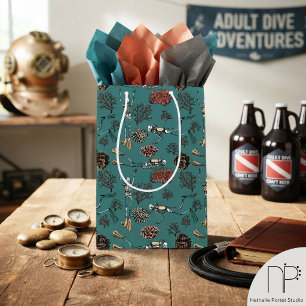 Sacola Para Presentes Média Nadador de mergulho de natação azul artístico Dese