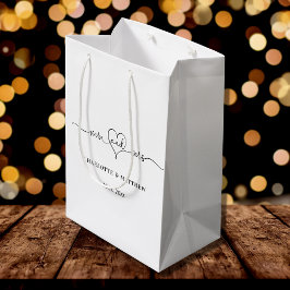 Sacola Para Presentes Média Nado branco mr mrs Heart script