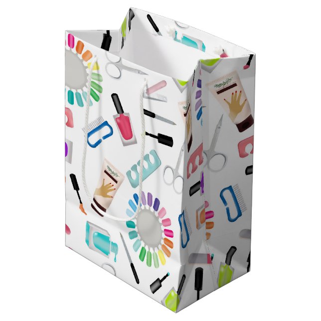 Sacola Para Presentes Média Nails Manicure Pedicure Beauty Salon  (Frente inclinada)