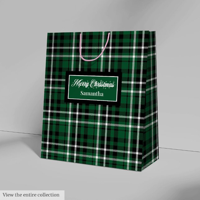 Sacola Para Presentes Média Name Christmas Gift Bags Classic Tartan Keepsake (Name Christmas Gift Bags Classic Tartan Keepsake)