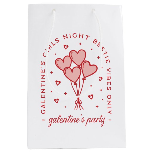 Sacola Para Presentes Média Namorados de Galentine fazem balões cardíacos (Frente)