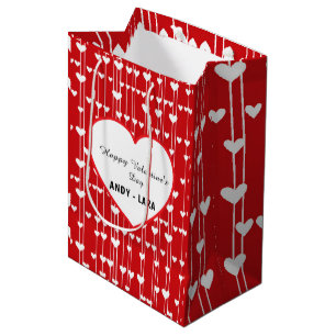Sacola Para Presentes Média Namorados Red White Love minimalis
