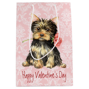 Sacola Para Presentes Média Namorados Yorkie cor-de-rosa