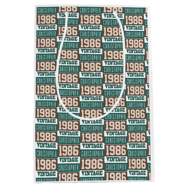 Sacola Para Presentes Média Nascer em 1986 com nome cristão (Frente)