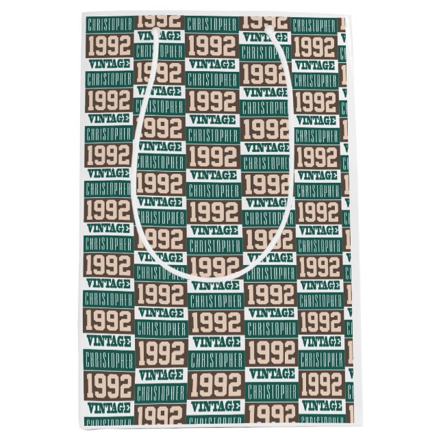 Sacola Para Presentes Média Nascer em 1992 com nome cristão (Frente)