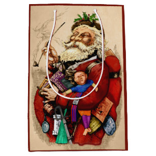 Sacola Para Presentes Média Natal Antigo, Brinquedos de Cachimbo do Papai Noel