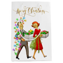 Natal Antigo Casal dos Anos 50 Feliz Natal