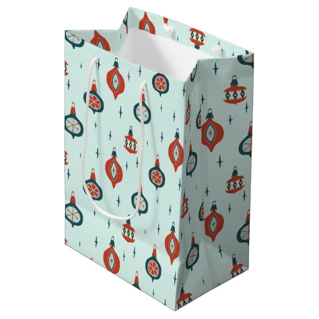 Sacola Para Presentes Média Natal atômico do século médio (Frente inclinada)