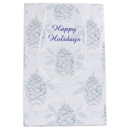 Sacola Para Presentes Média Natal Azul e Prata Elegante