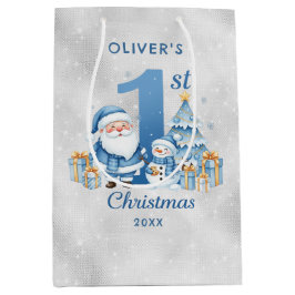 Sacola Para Presentes Média Natal Azul Santa Claus 1rua Natal