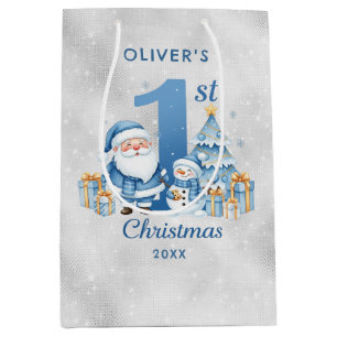 Sacola Para Presentes Média Natal Azul Santa Claus 1rua Natal