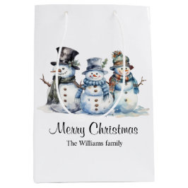 Sacola Para Presentes Média Natal clássico Feriado de inverno Snowman