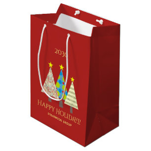 Sacola Para Presentes Média Natal Corporativo Vermelho