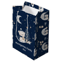 Sacola Para Presentes Média Natal Customizado Meia-Noite | Azul-Marinho, Prata