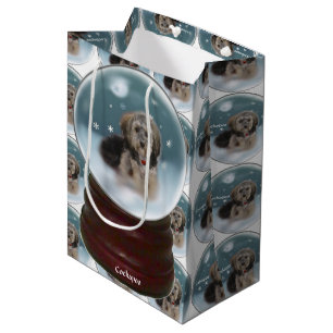 Sacola Para Presentes Média Natal de Cockapoo