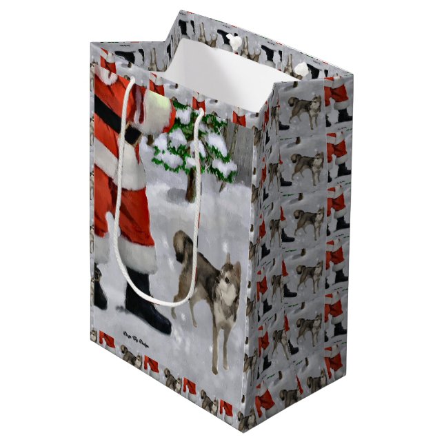 Sacola Para Presentes Média Natal de Klee Kai (Frente inclinada)