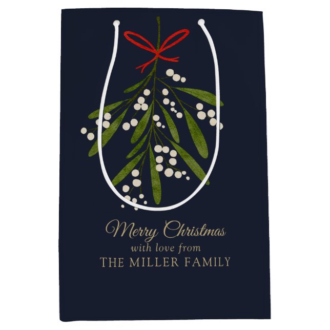 Sacola Para Presentes Média Natal de marinho simples (Frente)